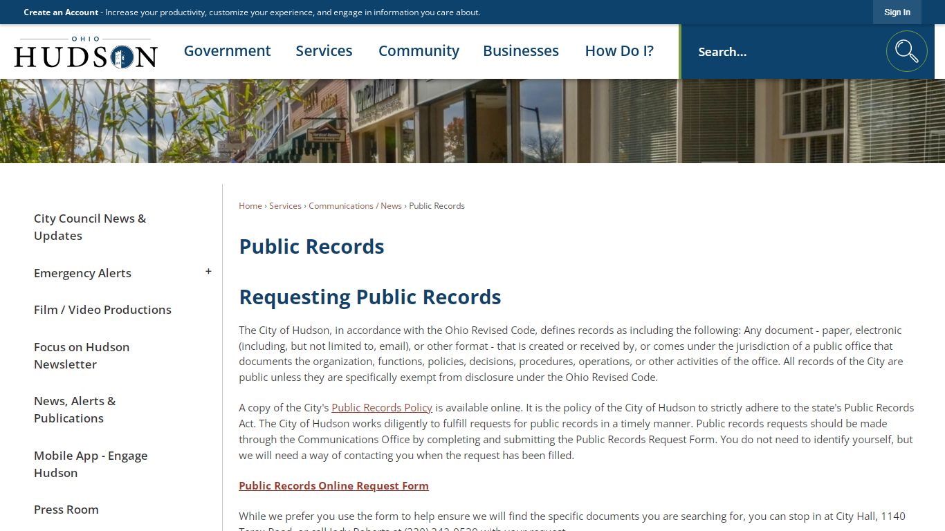 Public Records | Hudson, OH - Official Website